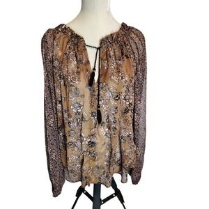 Free People semi Hendrix sheer Tassle Top Medium